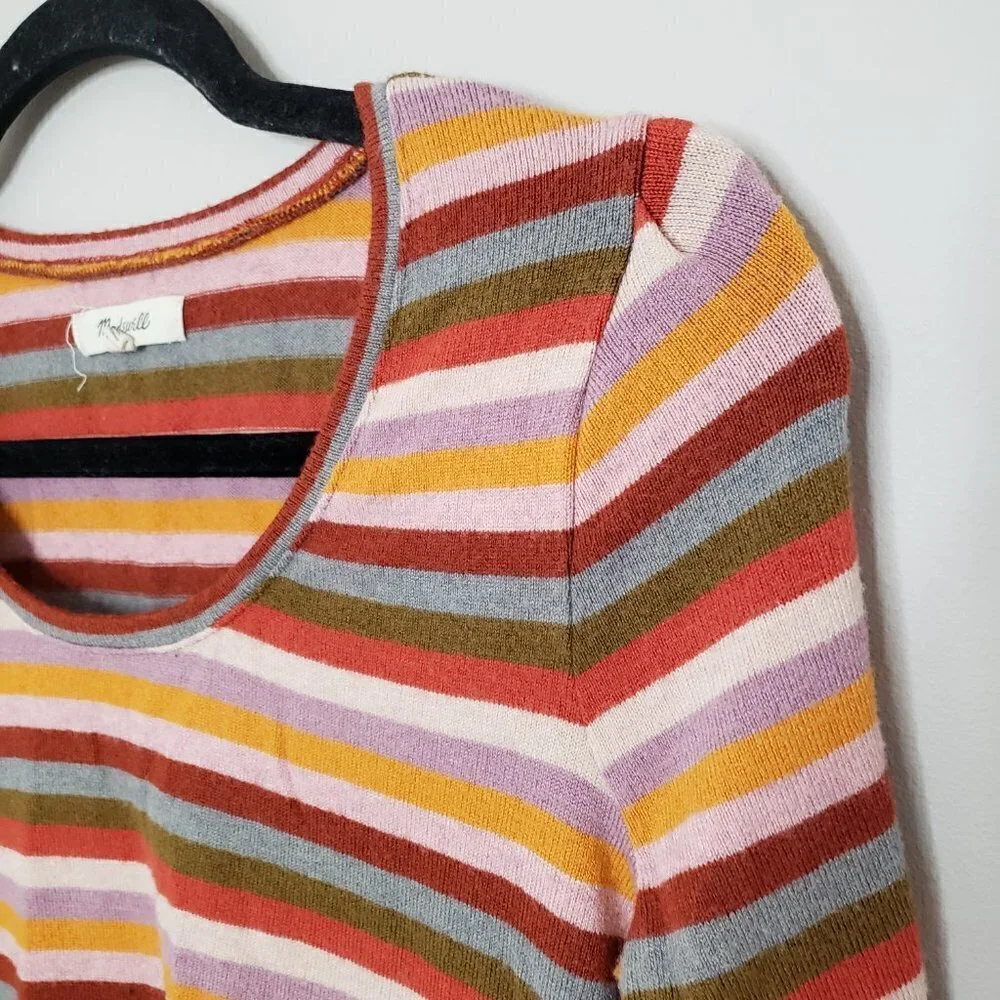 MADEWELL Stripe Puff Sleeve Scoop Neck Top